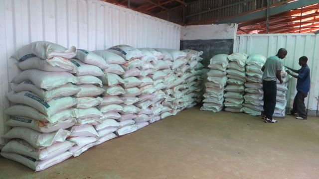 piles of fertilisers in the warehouse