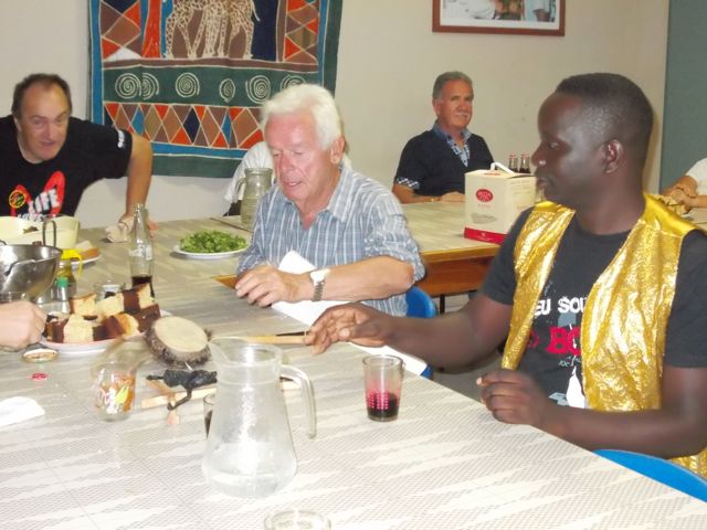 Angelo with his friend Subiri during dinner